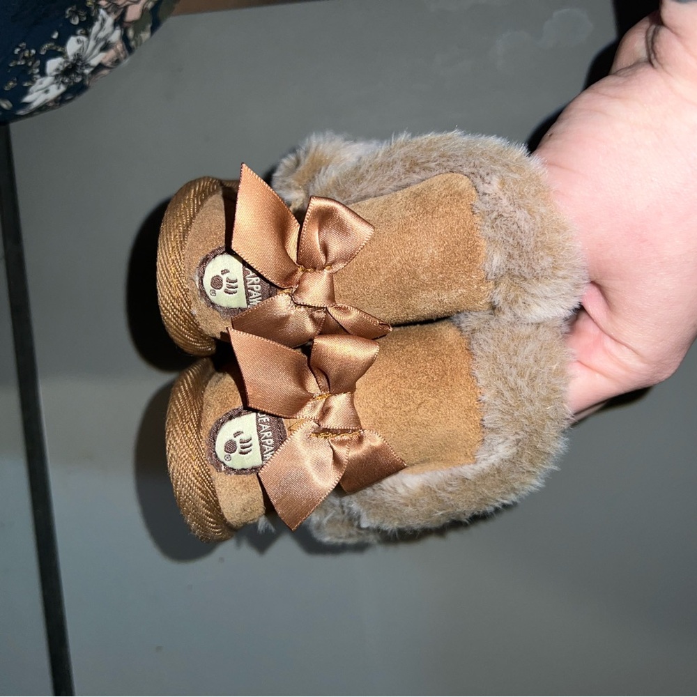 BearPaw Tan Fur-Lined Baby Boots
